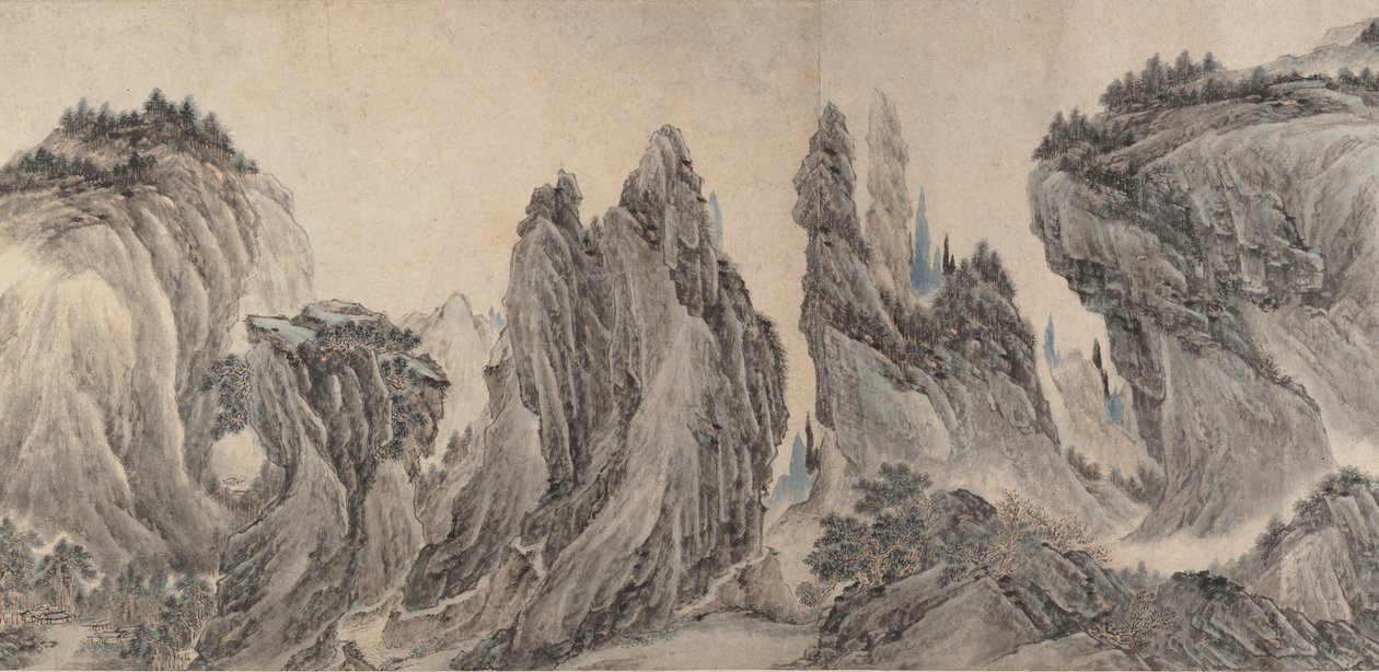 paisagem após dong yuan, jura N, MA yuan e X IA GUI, a data é definida como 1655. de Li Zai