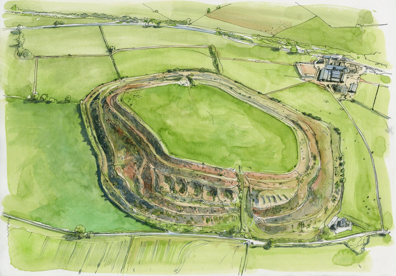 Old Oswestry (aguarela sobre papel) de Liam Wales