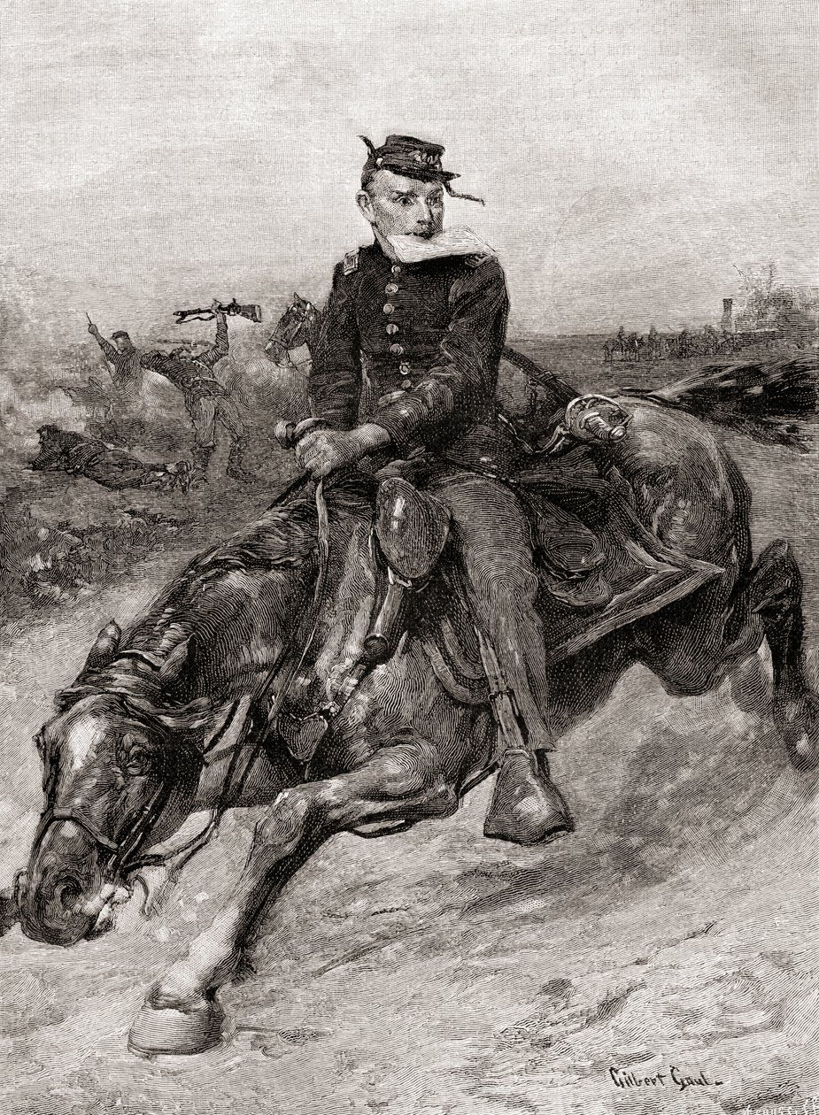 Um cavaleiro de expedição durante a Guerra Civil Americana, da Revista The Century, publicada em 1887 (gravura) de Unbekannt Unbekannt
