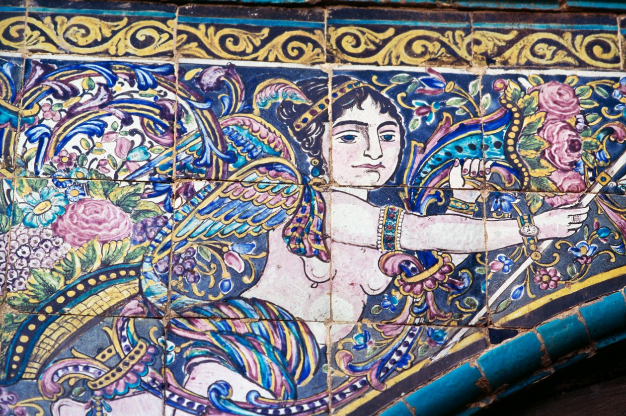 Anjo, decorações de azulejos policromos em Tekyeh Mo