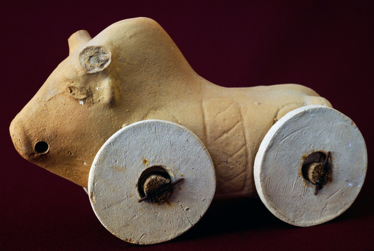 Animal sobre rodas, brinquedo infantil de terracota, civilização itálica de Unbekannt Unbekannt