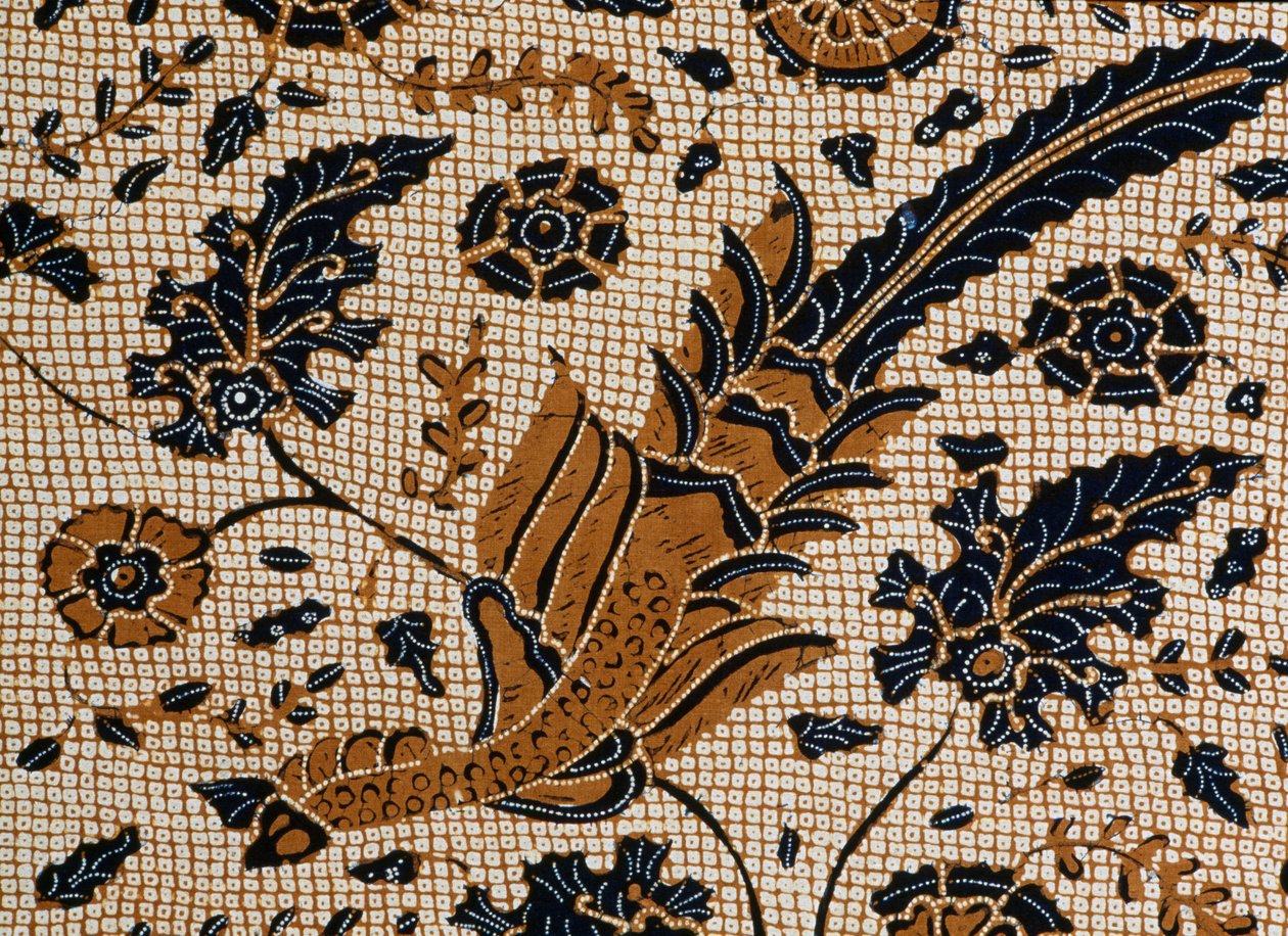 Batik com design tradicional chamado peksi podang, Surakarta, Java, Indonésia, detalhe de Unbekannt Unbekannt