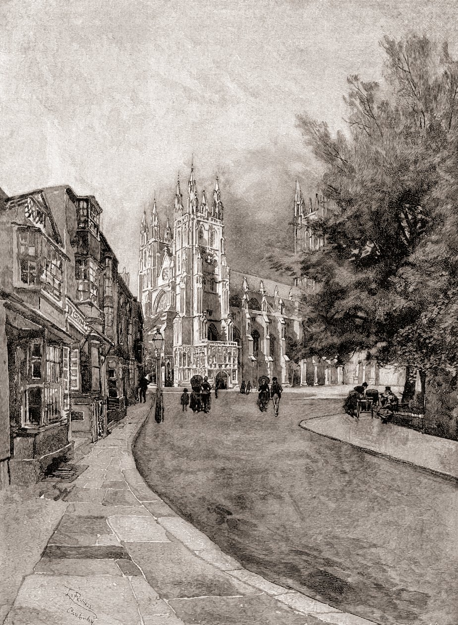 Canterbury Cathedral, de Christchurch Gateway, da revista The Century Magazine, publicada em 1887 (gravura) de Unbekannt Unbekannt