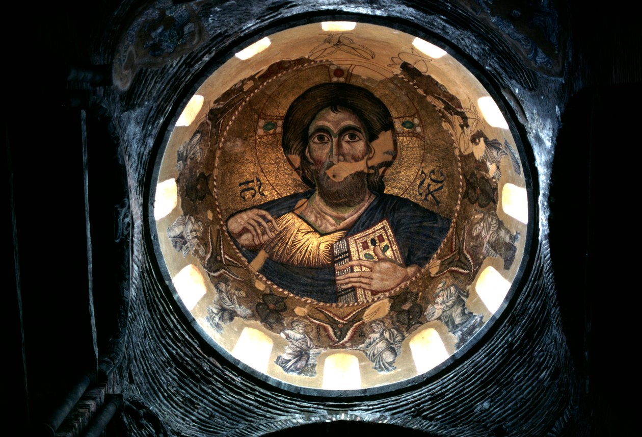 Cristo Pantocrator, cúpula interior da igreja de Panagia Parigoritissa, Arta, Epirus, Grécia de Unbekannt Unbekannt