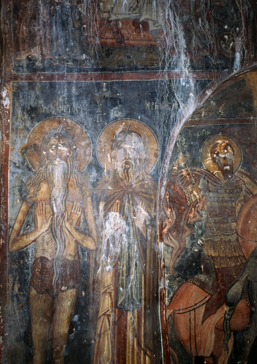 Cristo e Santos, fresco na igreja de Agios Ioannis, Kantanos, Creta, Grécia (foto) de Unbekannt Unbekannt