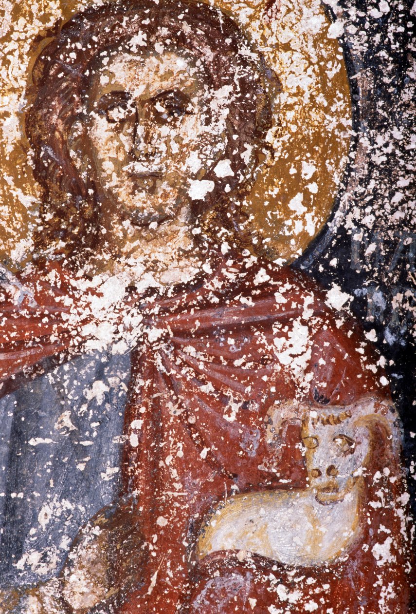 Cristo, afresco na igreja bizantina de Sotiras Christos, Vlithias, Creta, Grécia (foto) de Unbekannt Unbekannt