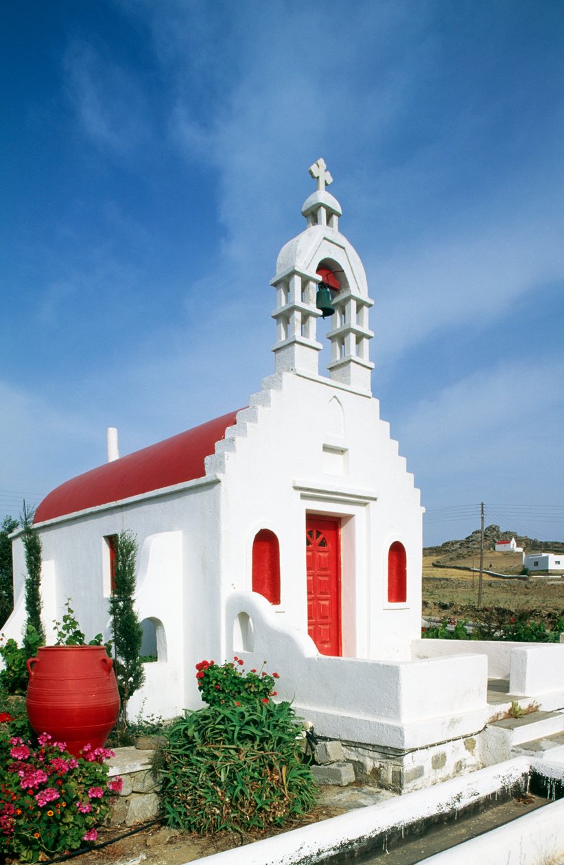 Igreja na ilha de Mykonos, Ilhas Cíclades, Grécia (foto) de Unbekannt Unbekannt