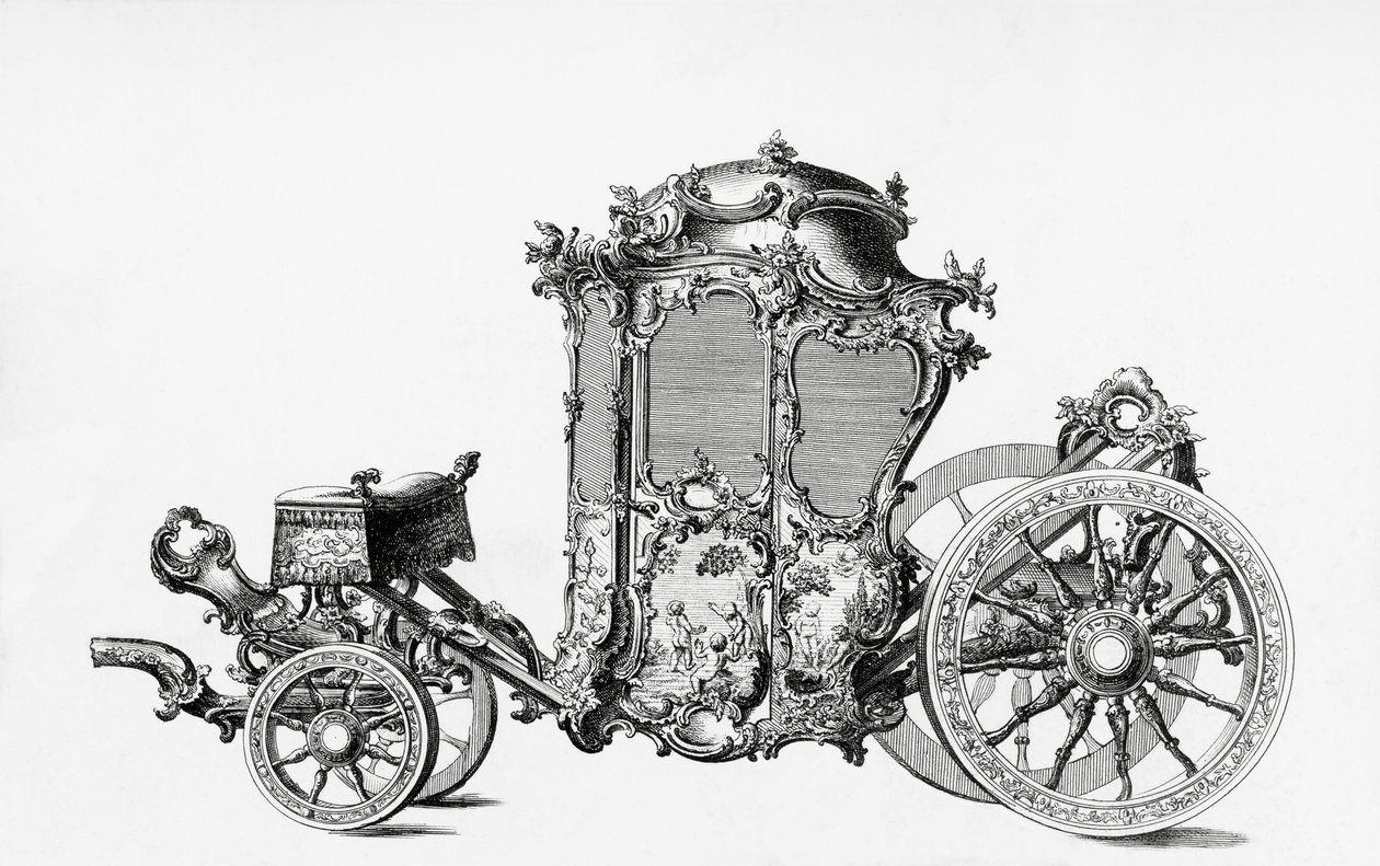 Design para carro rococó, gravura de Unbekannt Unbekannt