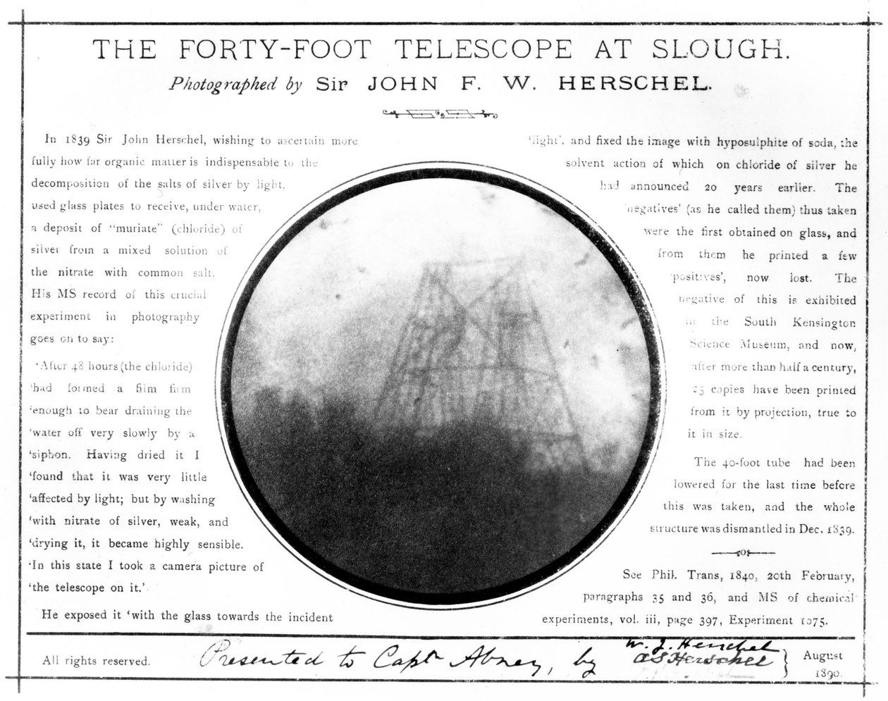 Fotografia inicial do telescópio de William Herschel em Slough de Unbekannt Unbekannt