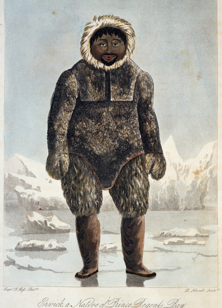 Ervick, Inuit vestido de pele, nativo da Baía dos Príncipes Regentes. de Unbekannt Unbekannt