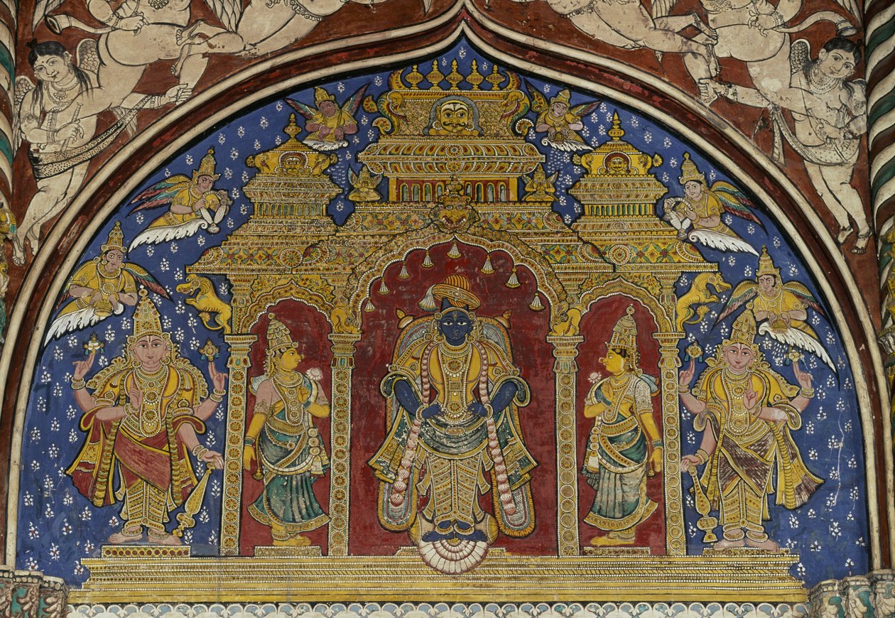 Fresco representando Visnu, Palácio Thanjavur Maratha, Tamil Nadu, Índia de Unbekannt Unbekannt