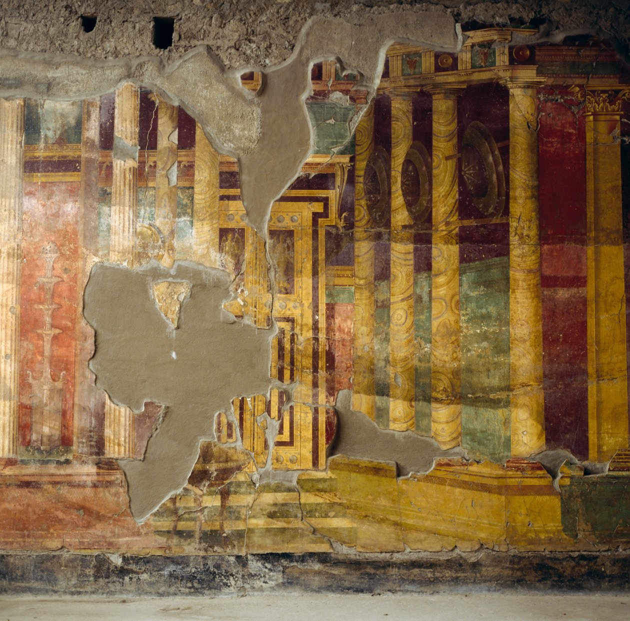 Fresco na parede central do átrio toscano, Villa Poppaea Romana de Unbekannt Unbekannt
