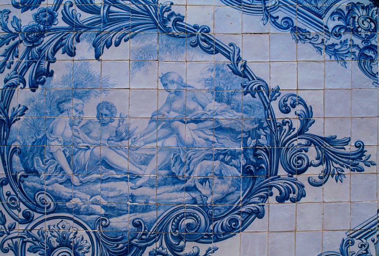 Azulejos vidrados do Palácio dos Condes de Estoi. Estoi, Portugal de Unbekannt Unbekannt