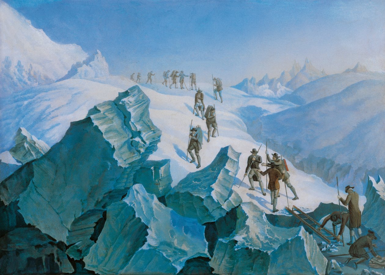 Expedição de Horace-Benedict de Saussure de regresso do cume do Monte Branco, Agosto de 1785 de Unbekannt Unbekannt