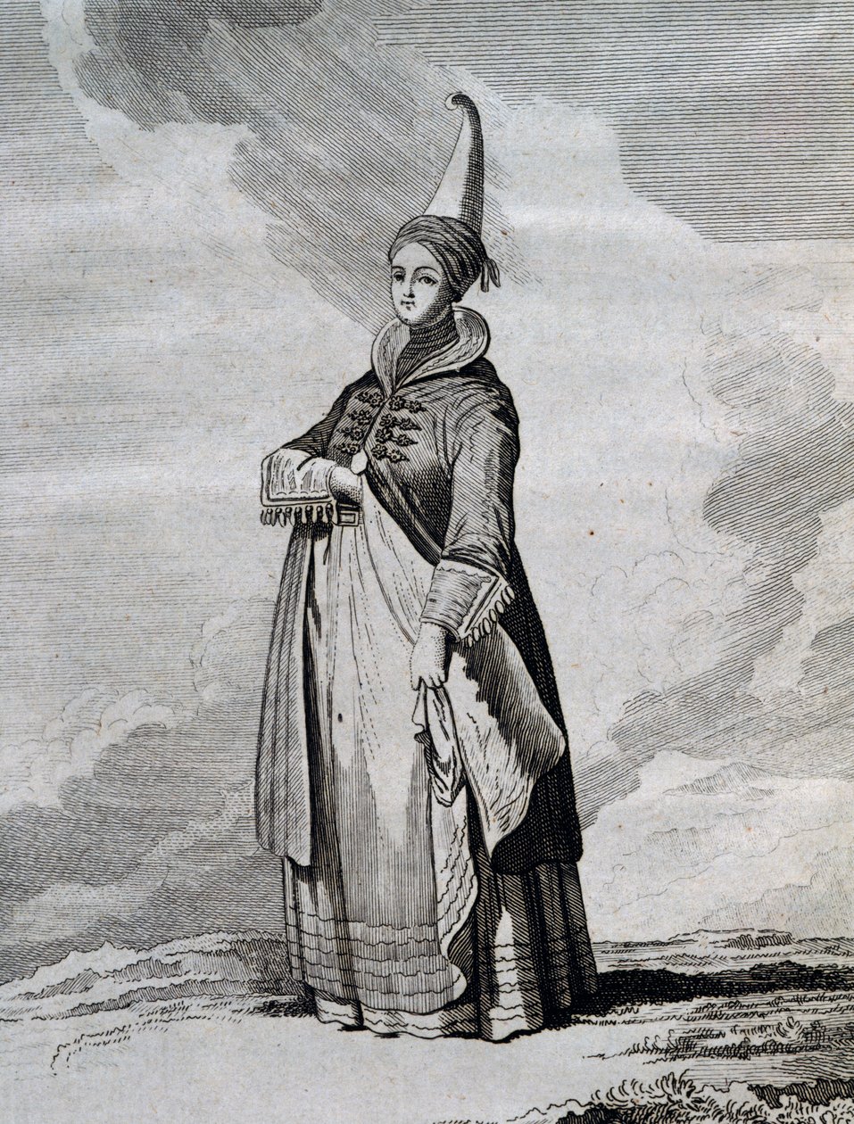 Mulher islandesa, gravura de Voyage in North Sea entre 1767 e 1768 por Yves-Joseph de Kerguelen-Tremarec (1734-1797) de Unbekannt Unbekannt