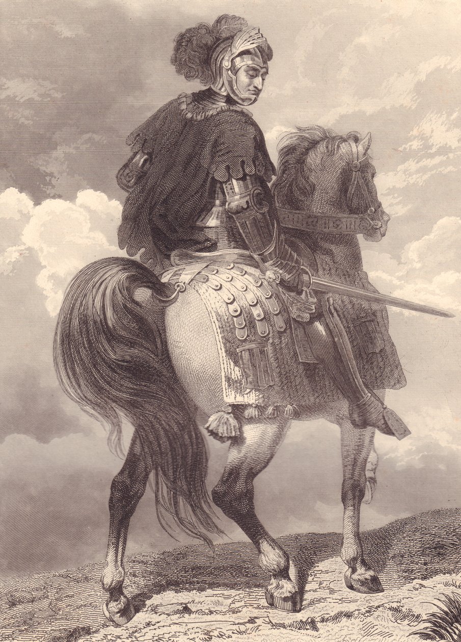O líder militar e político italiano Gian Giacomo Trivulzio (1440-1518), gravura, 22x16 cm, da Galerie Historique de Versailles, Histoire de France, Charles Gavard Publisher, Paris, cerca de 1840 de Unbekannt Unbekannt