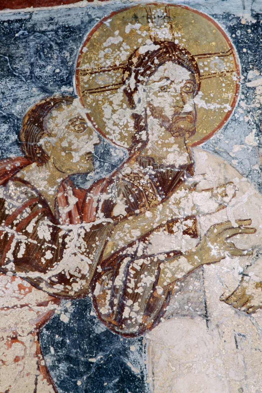 Jesus, afresco na igreja bizantina de Agios Georgios, Vathi, Creta, Grécia (foto) de Unbekannt Unbekannt