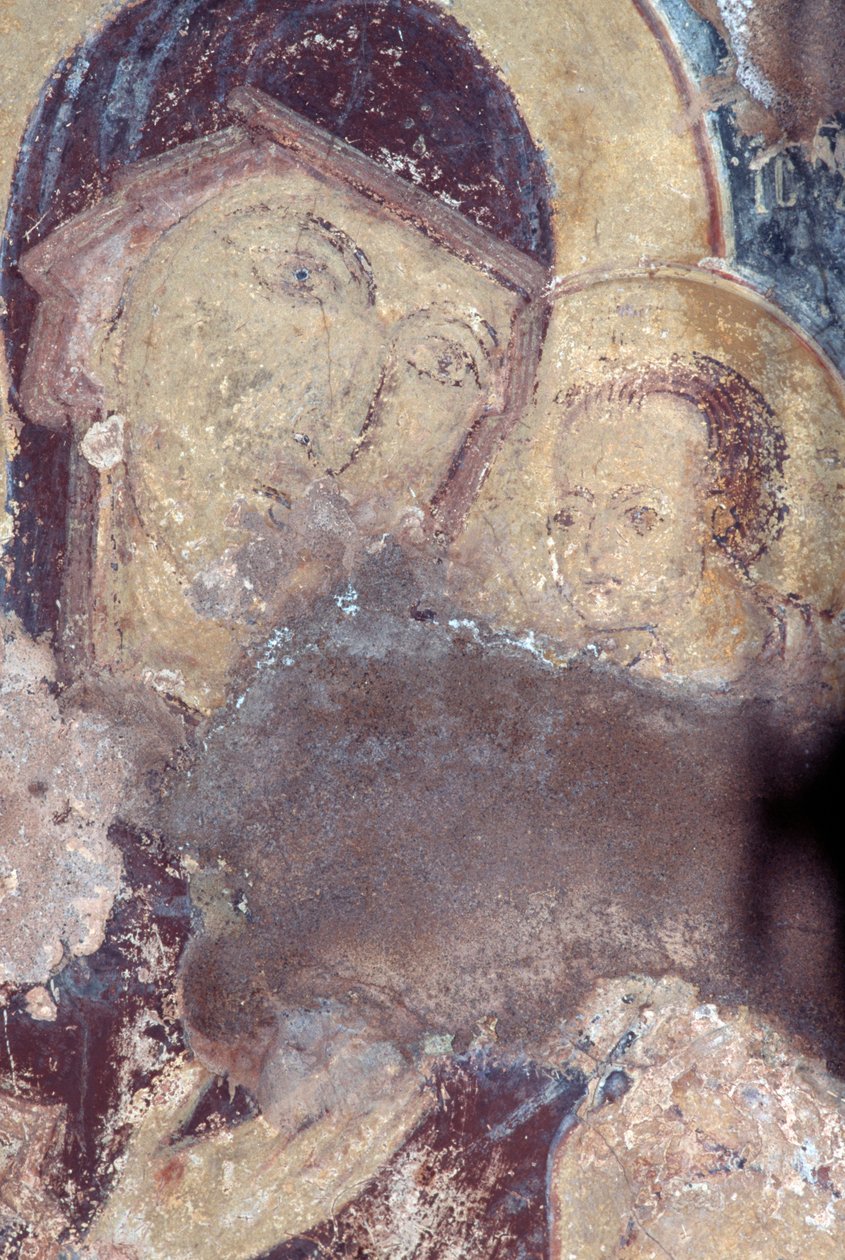Madonna e Child, afresco na igreja de Panagia, Rodovani, Creta, Grécia (foto) de Unbekannt Unbekannt