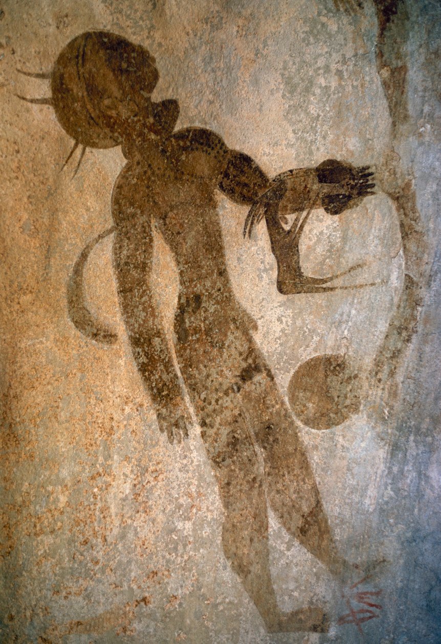 Homem a nadar, pintura rupestre, Tassili n