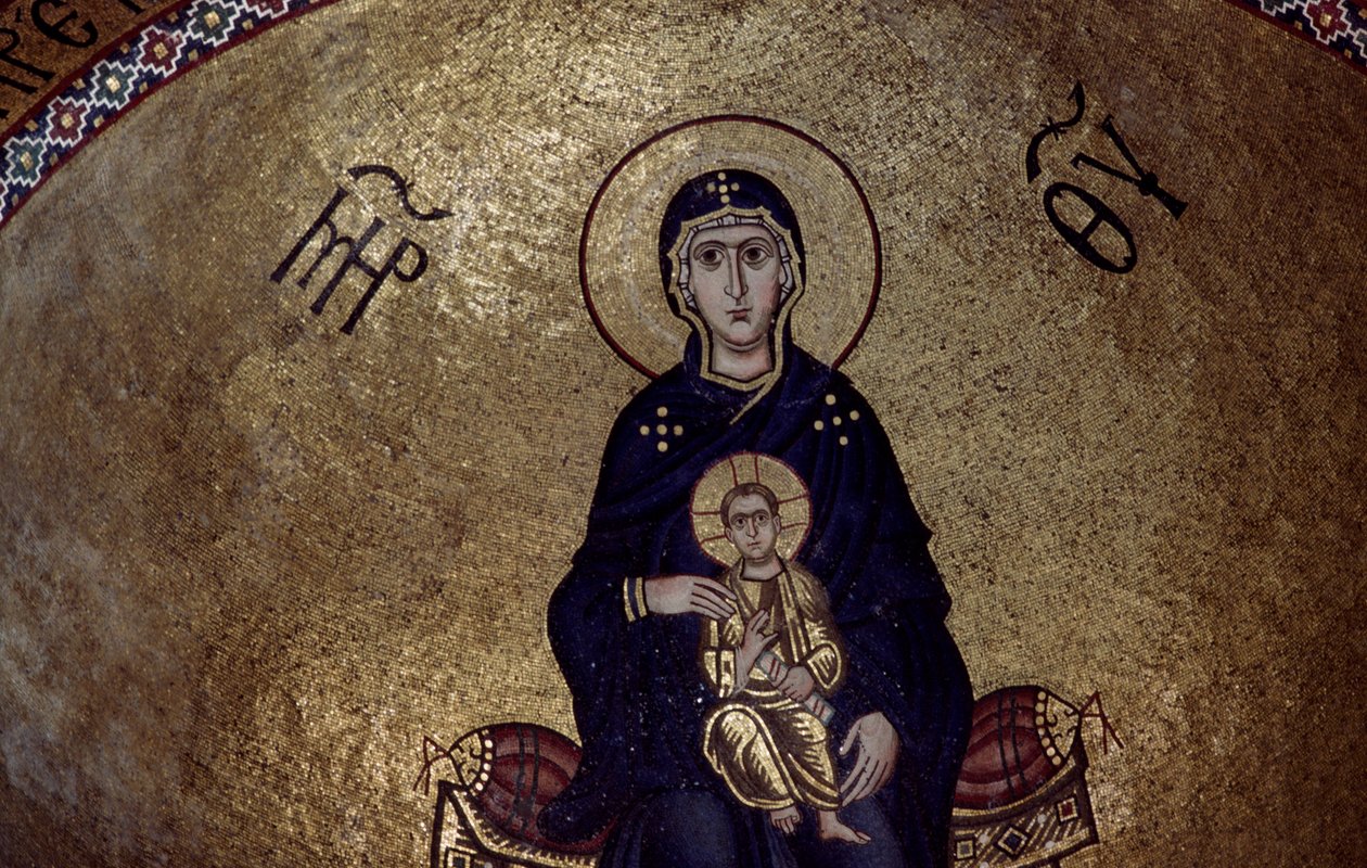 Mosaico da Virgem Maria de dentro do Mosteiro de Hosios Loukas, Grécia, fundado no início do século X. de Unbekannt Unbekannt
