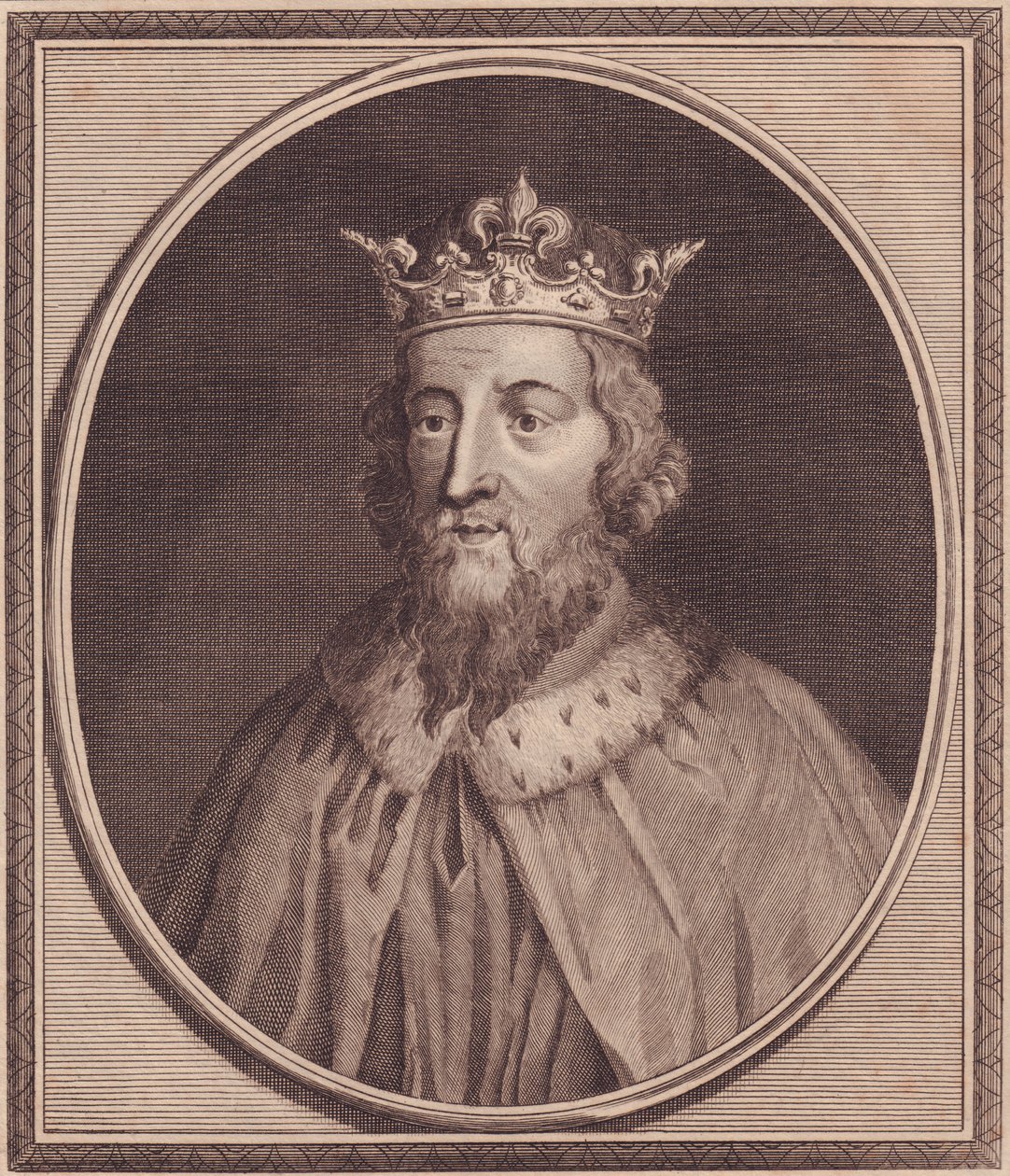 Retrato de Alfred Great (849-889), Rei de Wessex, Reino Unido, gravura em cobre de John Goldar (1729-1795) de Unbekannt Unbekannt