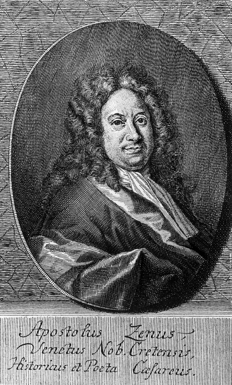 Retrato de Apostolo Zeno (cerca de 1668-1750), poeta italiano, libretista, jornalista e homem de letras, gravura de Unbekannt Unbekannt