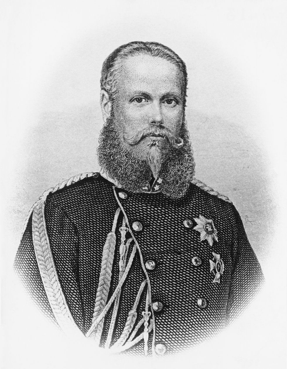 Retrato de Carlos I (1823-1891), Rei de Wuerttemberg de 1864, gravura de Unbekannt Unbekannt