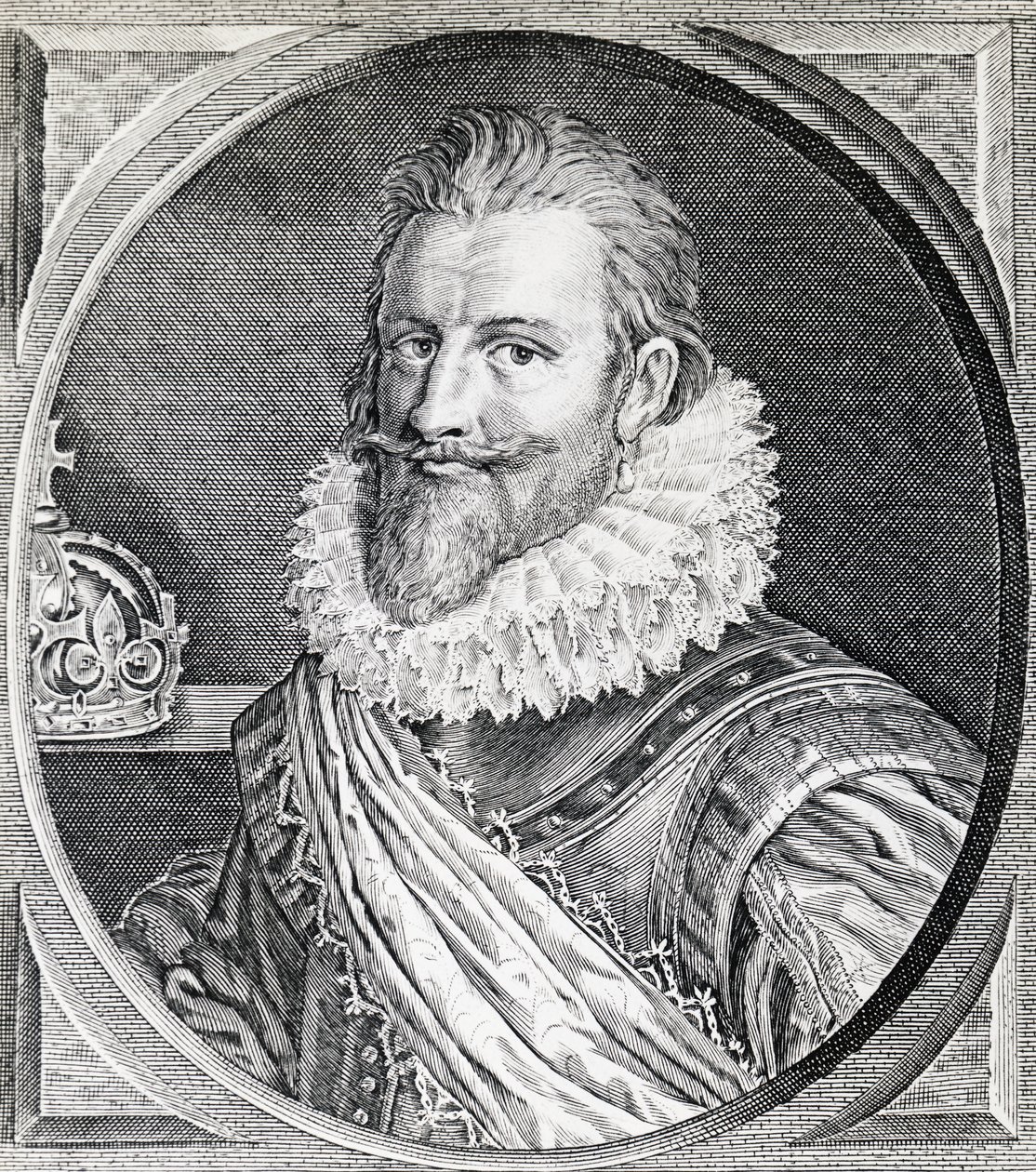 Retrato de Christian IV (1588-1648), Rei da Dinamarca e Noruega, gravura de Unbekannt Unbekannt