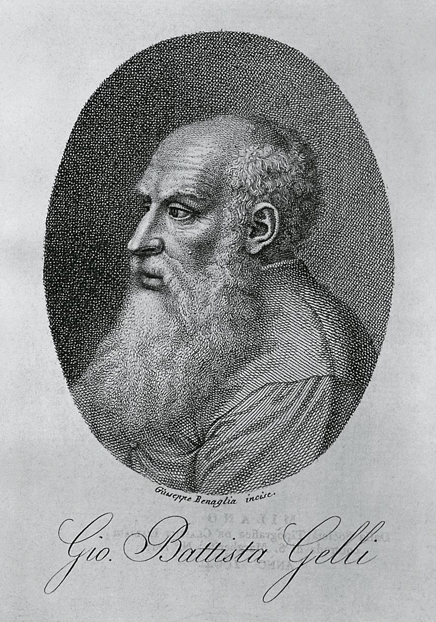 Retrato de Giovan Battista Gelli (1498-1563), filósofo, escritor e estudioso italiano, gravura de Giuseppe Benaglia (ca. 1796-ca 1830) de Unbekannt Unbekannt