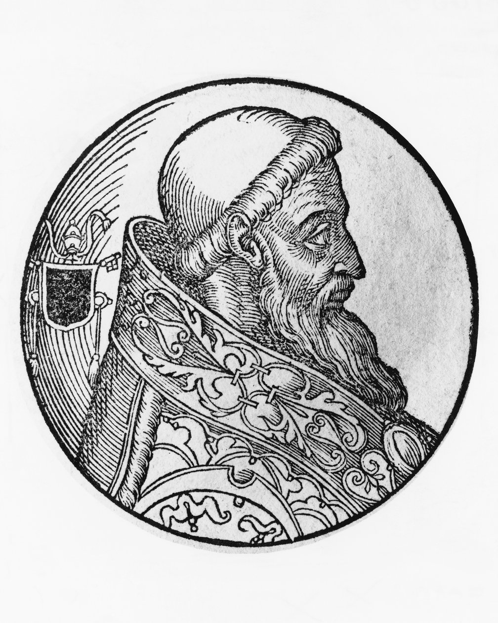 Retrato de Honório I (falecido em 638), 70º Papa da Igreja Católica de 625, gravura de Unbekannt Unbekannt