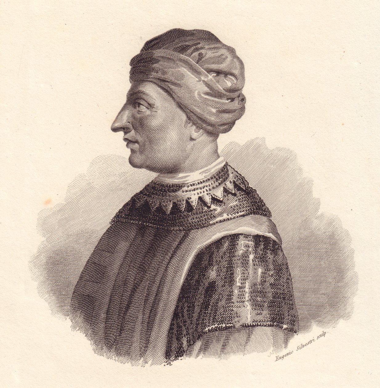 Retrato do líder militar italiano Can Francesco della Scala também conhecido como Cangrande I (1291-1329), gravura em cobre de Eugenio Silvestri de Unbekannt Unbekannt