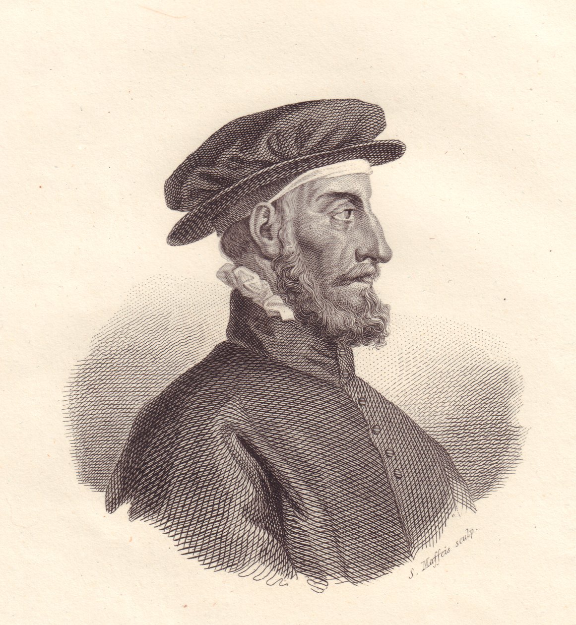 Retrato da editora e impressora italiana Paolo Manuzio (1512-1574) gravação em cobre da S Maffeis de Unbekannt Unbekannt