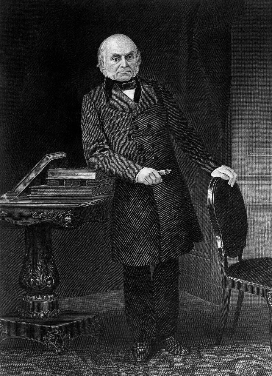 Retrato de John Quincy Adams (1767-1848), político e diplomata americano que foi 6º Presidente dos Estados Unidos de 1825 a 1829, gravando de Unbekannt Unbekannt