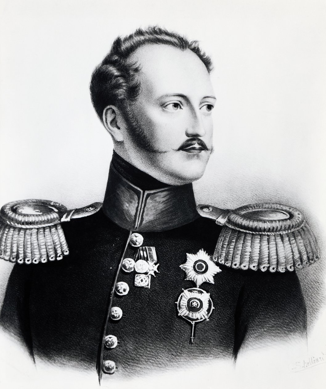 Retrato de Nicholas I Romanov (1796-1855), czar da Rússia de 1825 a 1855, gravura de Unbekannt Unbekannt