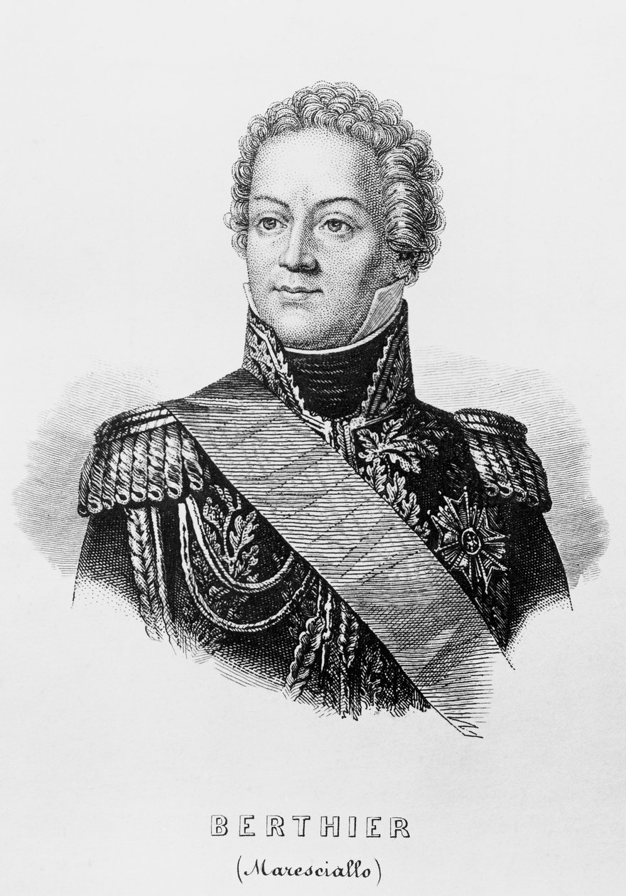 Retrato do Príncipe Louis-Alexandre Berthier (1753-1815), general francês, Marechal da França e Ministro da Guerra do Primeiro Império Francês, gravura de Unbekannt Unbekannt