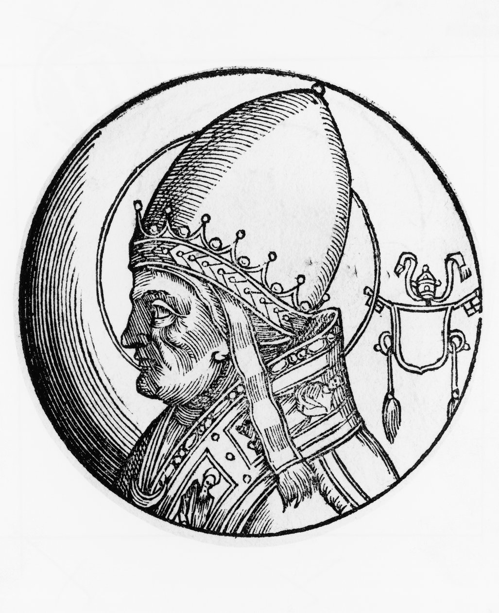 Retrato de São Bonifácio IV (falecido em 615), 67º Papa da Igreja Católica de 608, gravura de Unbekannt Unbekannt