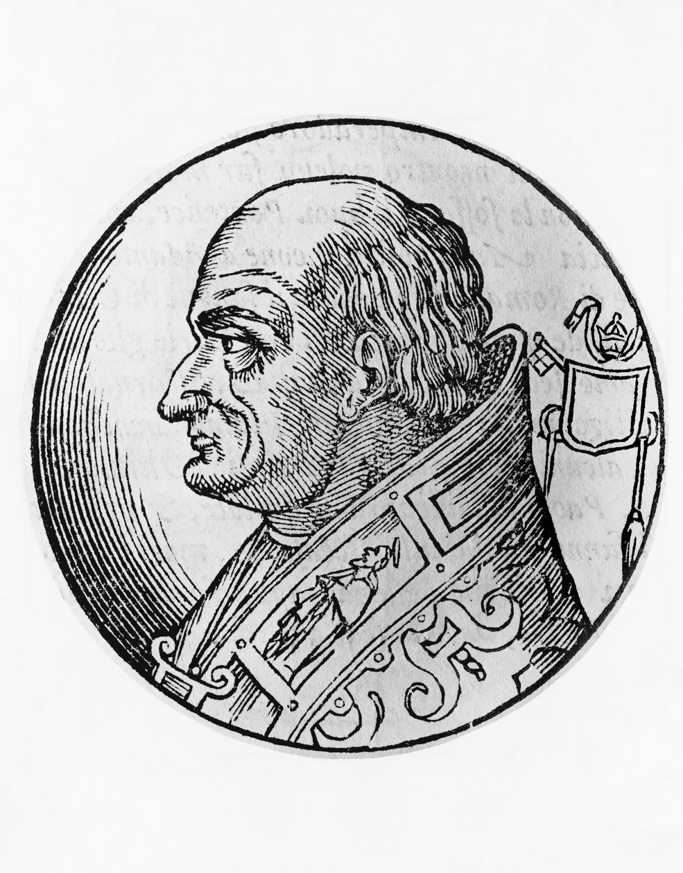 Retrato de São Leão III (750-816), 96º Papa da Igreja Católica de 796, gravura de Unbekannt Unbekannt