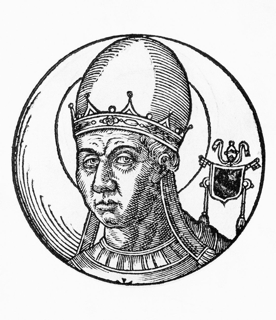 Retrato de São Zosimus (falecido em 418), 41º Papa da Igreja Católica de 417, gravura de Unbekannt Unbekannt