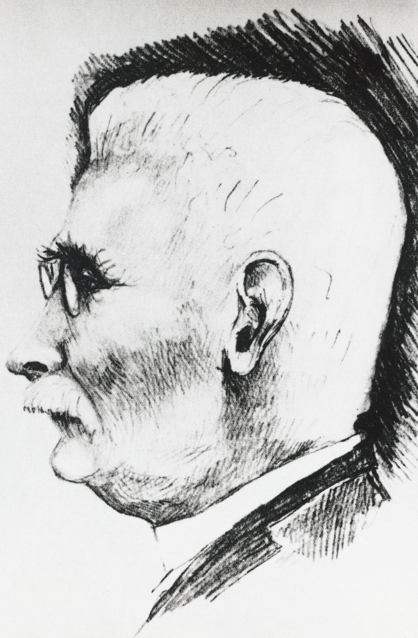 Retrato de perfil de Henri Louis Le Chatelier (1850-1936), químico e metalúrgico francês, gravura de Unbekannt Unbekannt