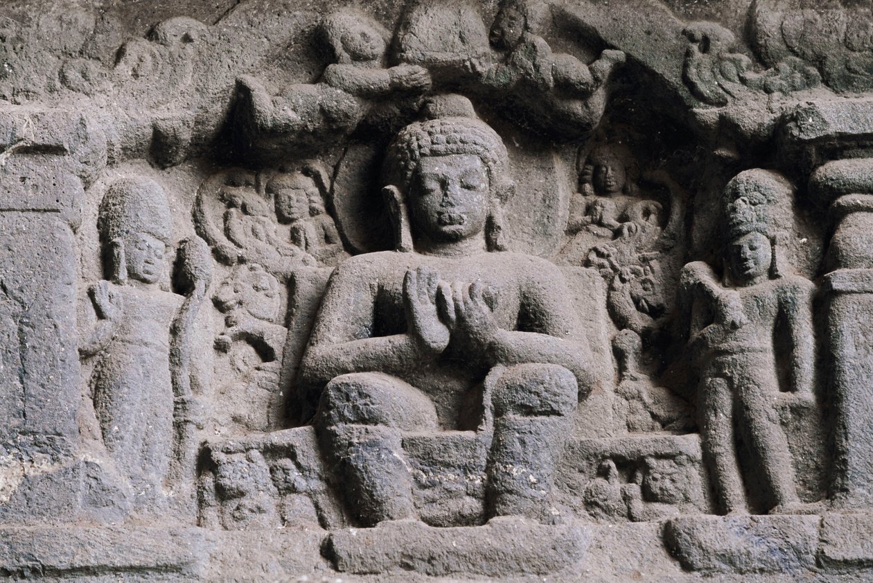 Alívio representando Buda, cavernas de Karla, Maharashtra, Índia, século II. de Unbekannt Unbekannt
