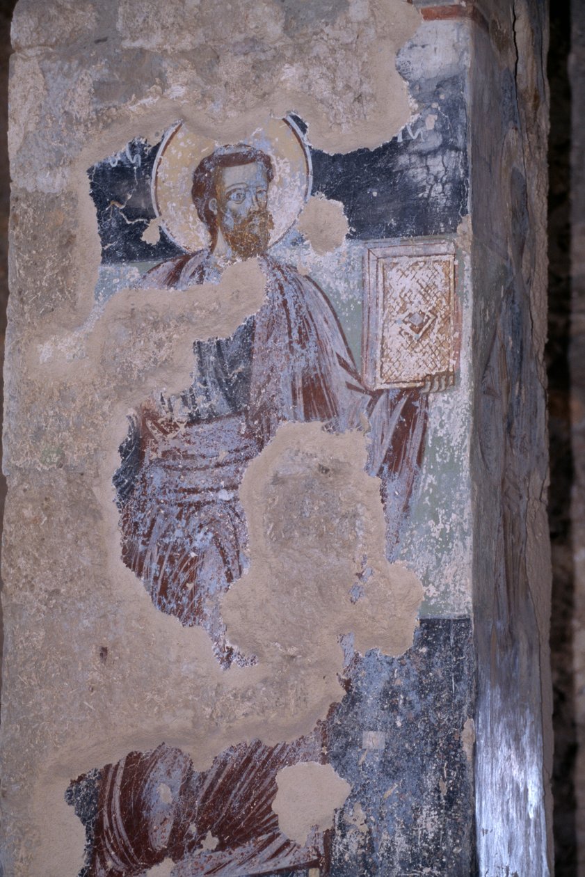 Santo, afresco na igreja de Agios Nikolaos, cidade bizantina de Mystras (Lista do Patrimônio Mundial da UNESCO) de Unbekannt Unbekannt
