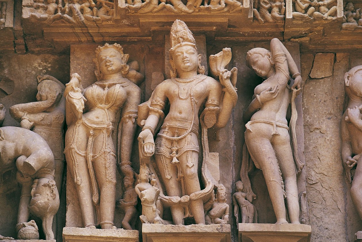 Esculturas, templo Lakshmana, grupo de monumentos Khajuraho (Lista do Patrimônio Mundial da UNESCO) de Unbekannt Unbekannt