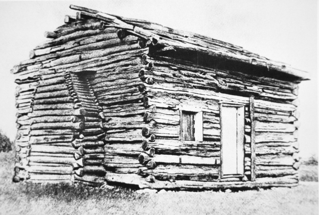 A Cabine de Log em que Abraham Lincoln nasceu em (foto a p/b) de Unbekannt Unbekannt