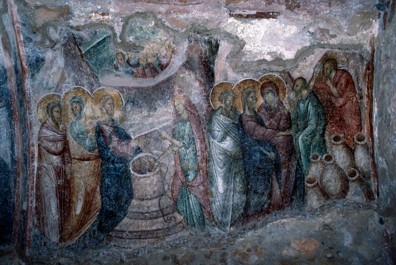 O Casamento em Caná, fresco na igreja da Ágia Sophia de Unbekannt Unbekannt