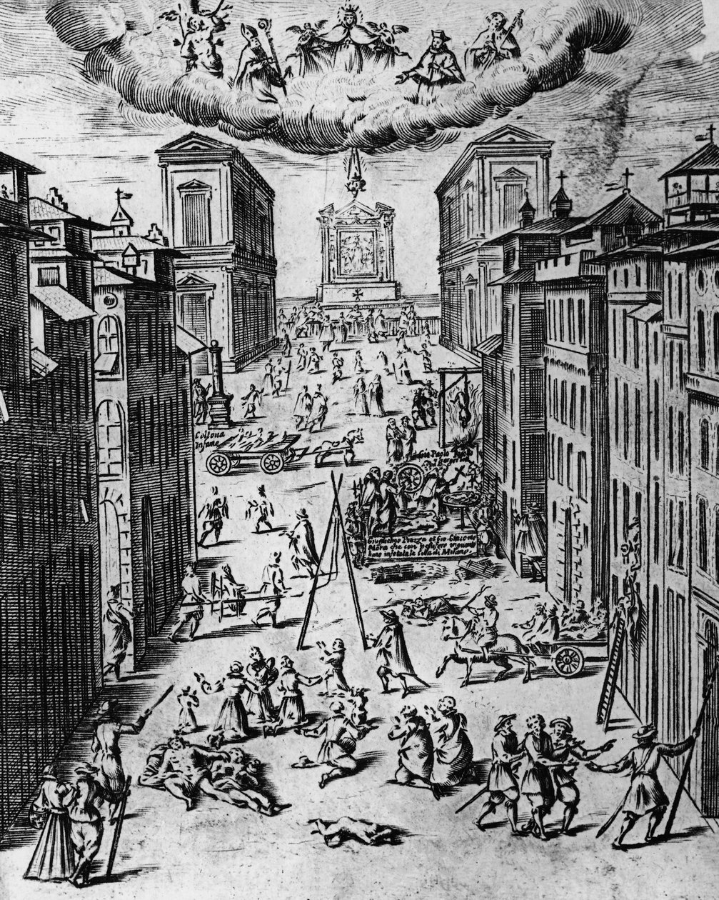 A peste em Milão em 1630, gravura, Itália de Unbekannt Unbekannt