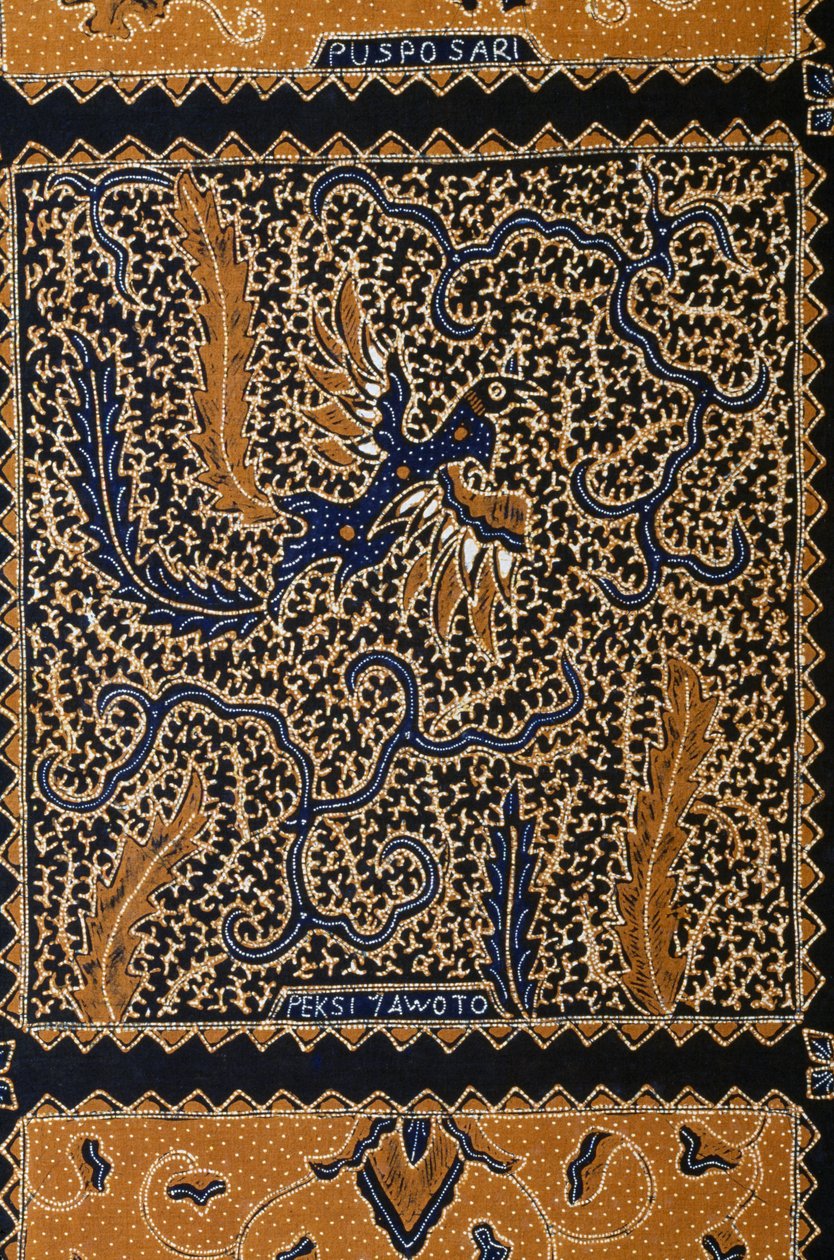 Batik design tradicional chamado peksi yawoto, Surakarta, Java, Indonésia, detalhe de Unbekannt Unbekannt