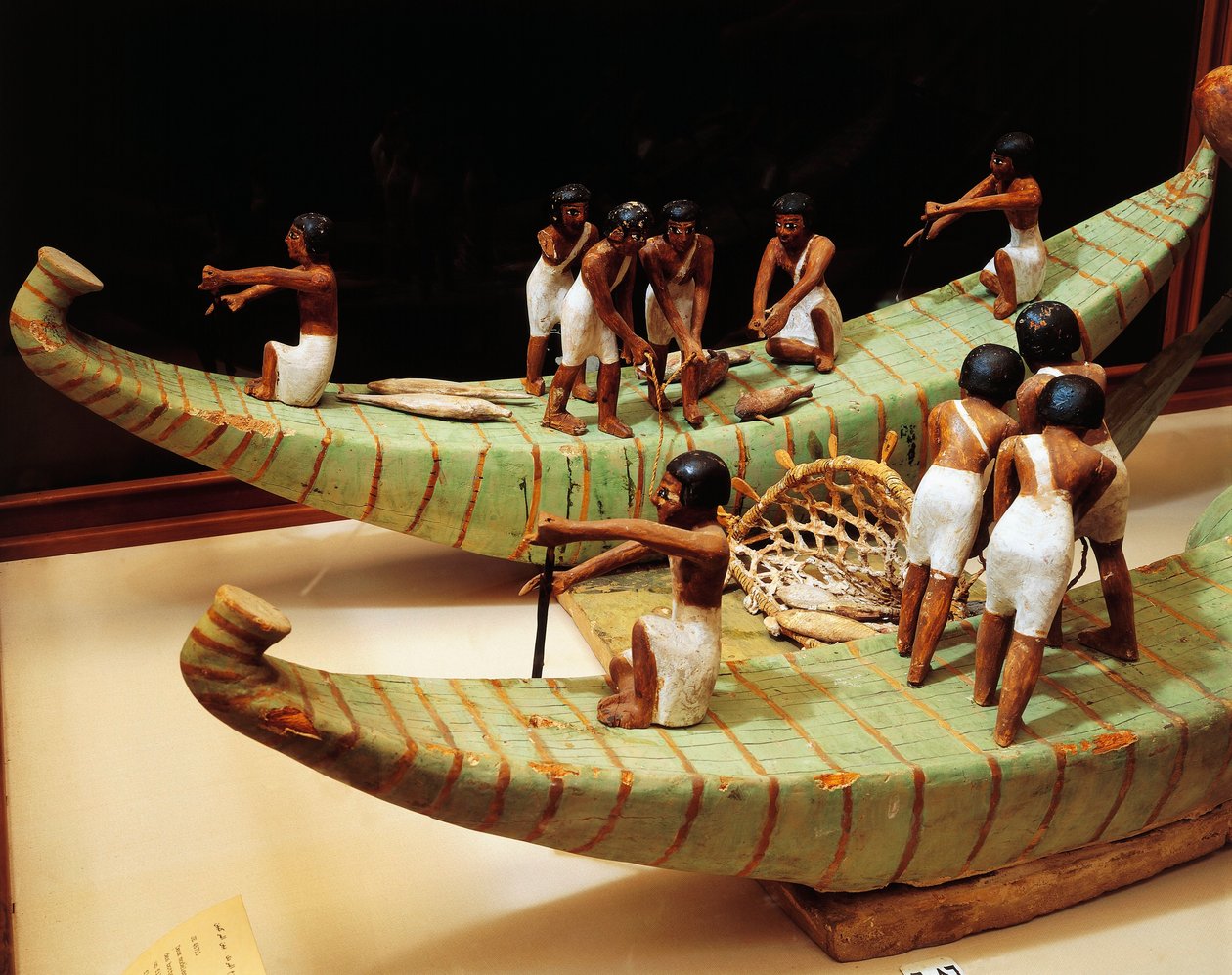 Modelo de madeira de barcos e rede de pesca, detalhe de Unbekannt Unbekannt
