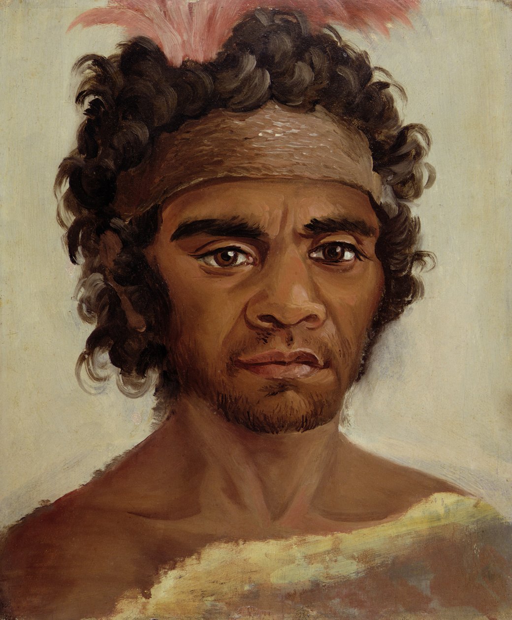 Um dos aborígines de New South Wales fez amizade com o governador Macquarie, painel de 1811-21 de Lieutenant George Austin Woods