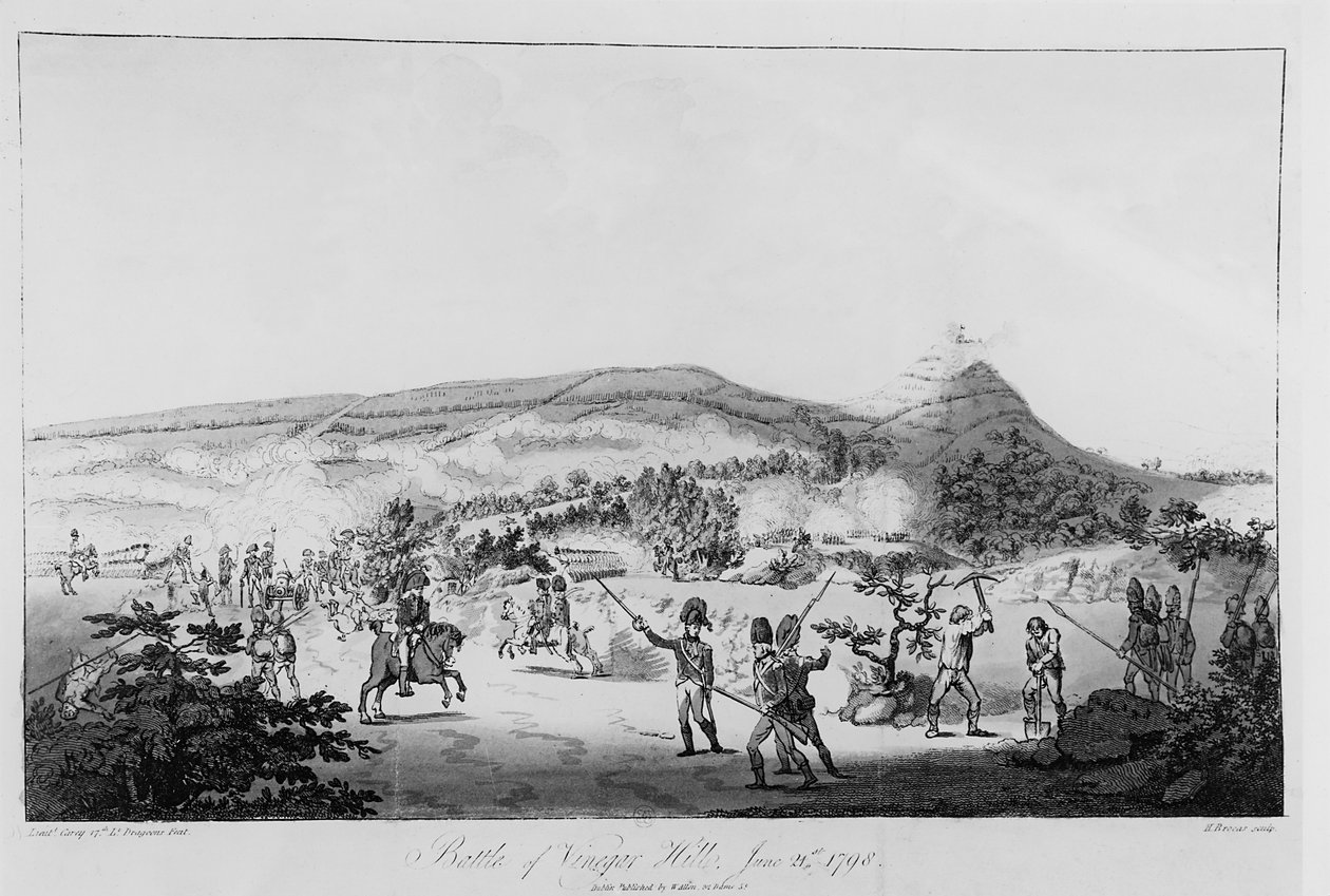 A Batalha de Vinegar Hill, 21 de junho de 1798, gravada por Henry Brocas (1762-1837) (ver 123758 para cores) de Lieutenant Carey