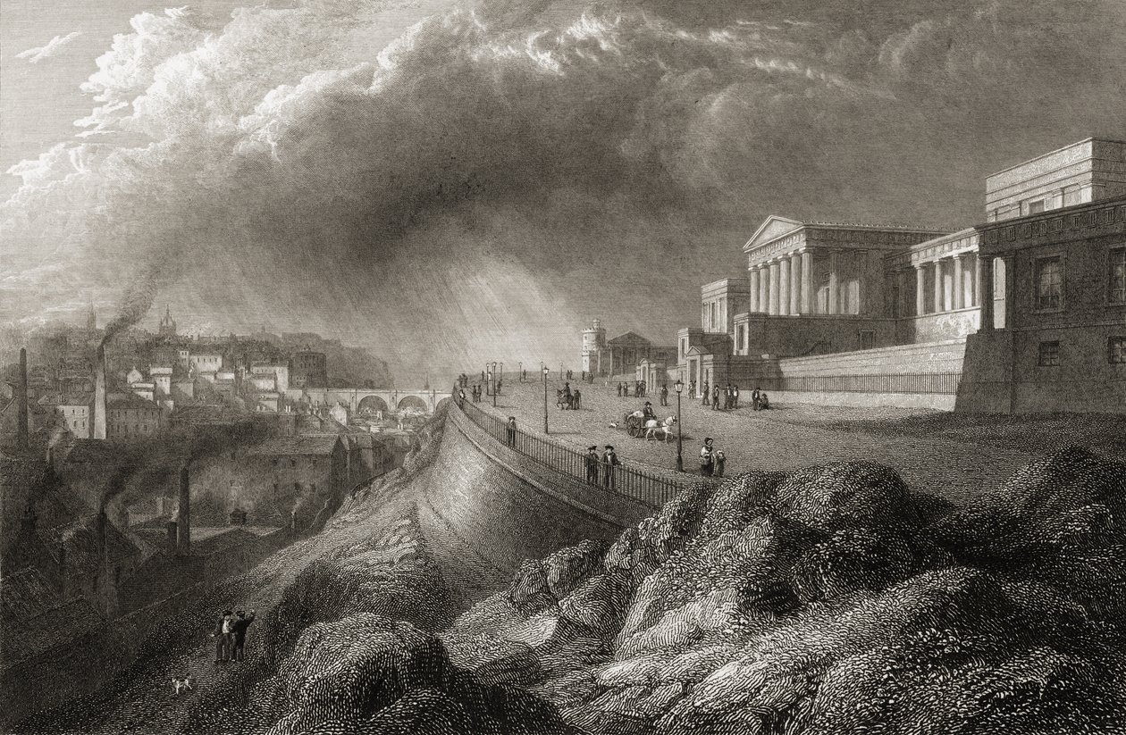 A New Royal High School, em Edimburgo, de "Vistas selecionadas de algumas das principais cidades da Europa, gravada por E. Goodall, publicada em Londres, 1832 de Lieutenant Colonel Batty